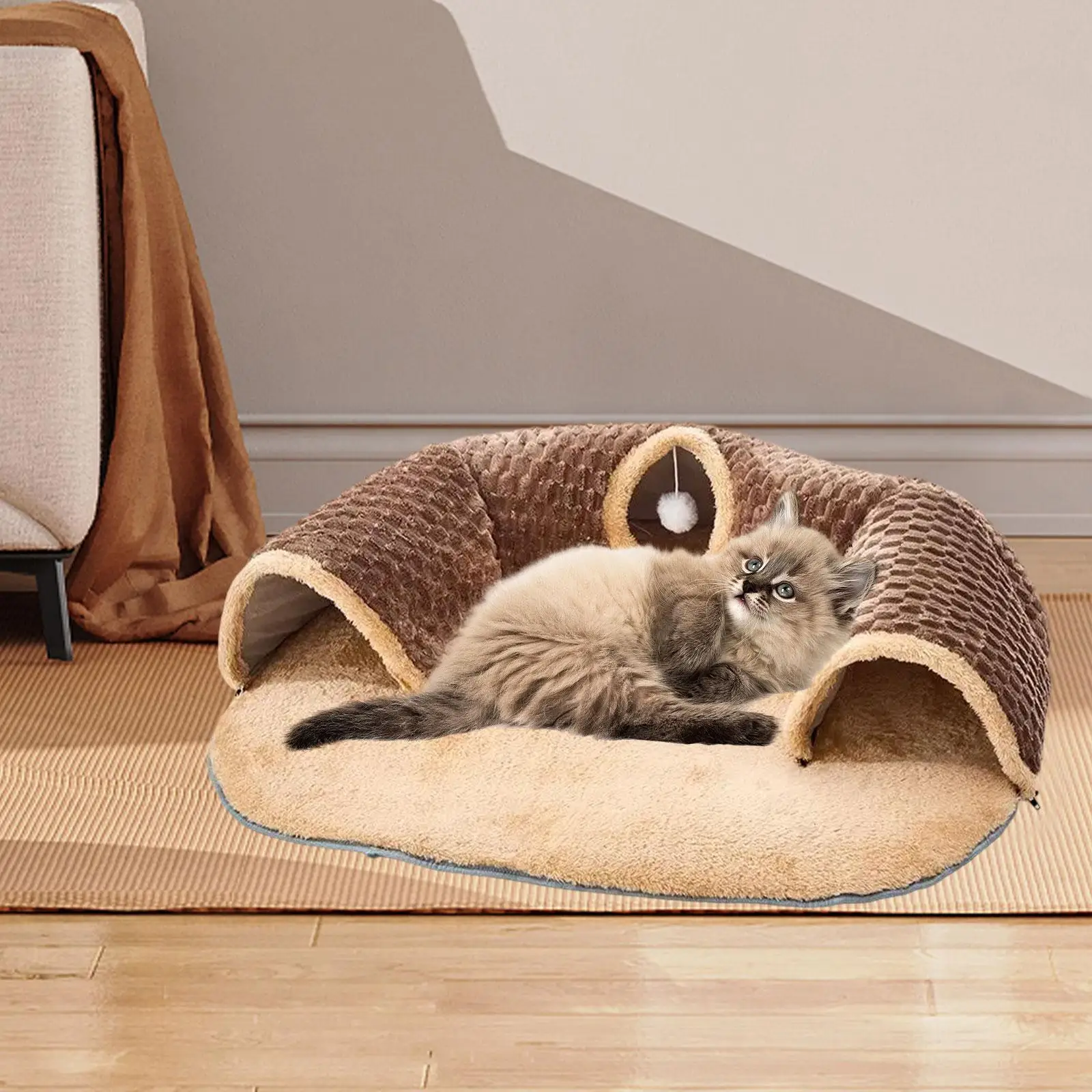 Cat Activity Center Hideout 2 in 1 Cat Tunnel Bed for Rabbit Hamster Outdoor