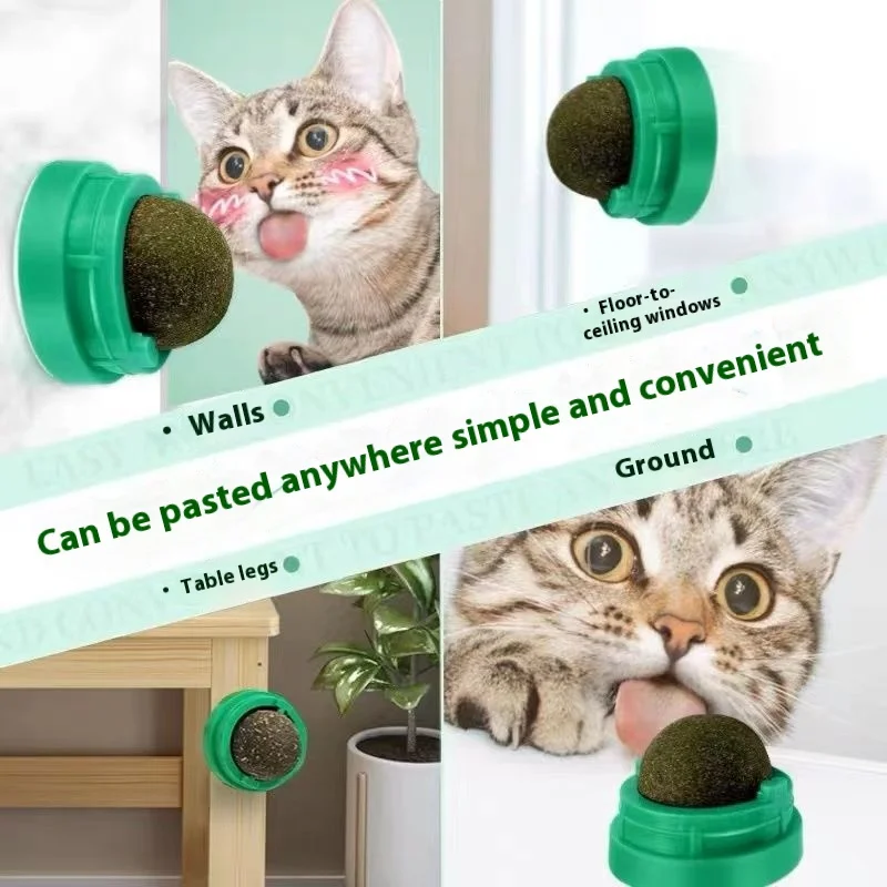 Bola de menta para gatos, juguete para gatos, alivia el aburrimiento, girar para gatos, pelota de hierba para gatos, moler los dientes, suministros para mascotas - imagen 3