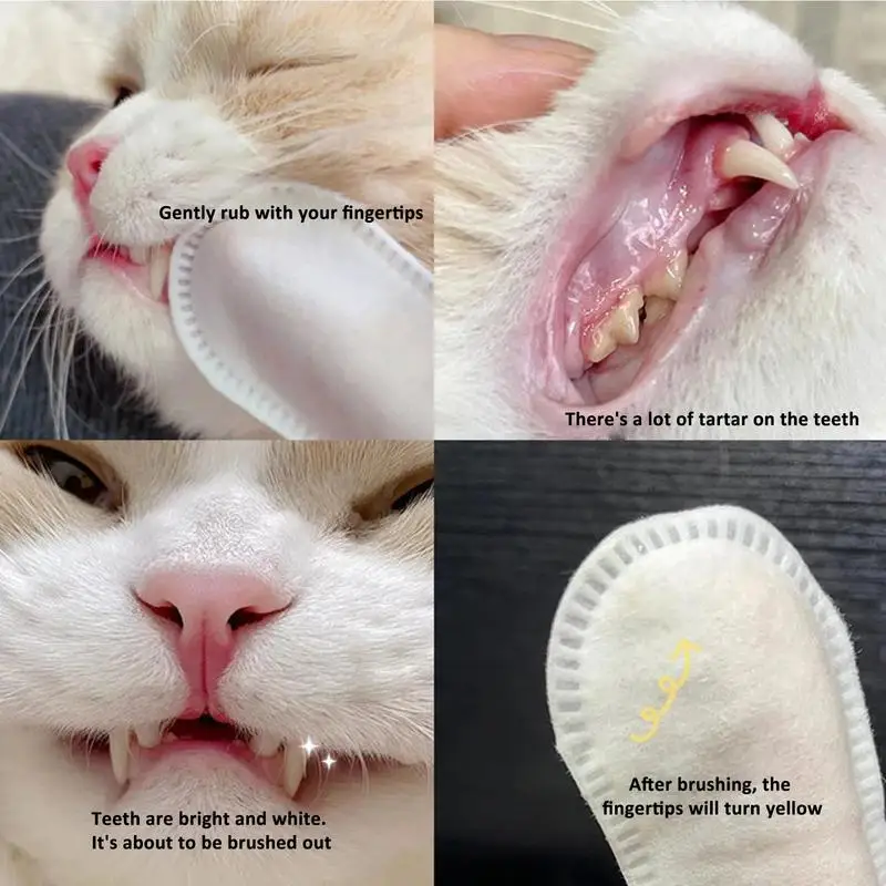Toallitas de limpieza desechables para mascotas, toallitas para limpieza de dientes de perro, toallitas para dedos, toallitas de belleza para orejas y ojos de gato, productos de higiene y belleza para gatos, 50 Uds. - imagen 5