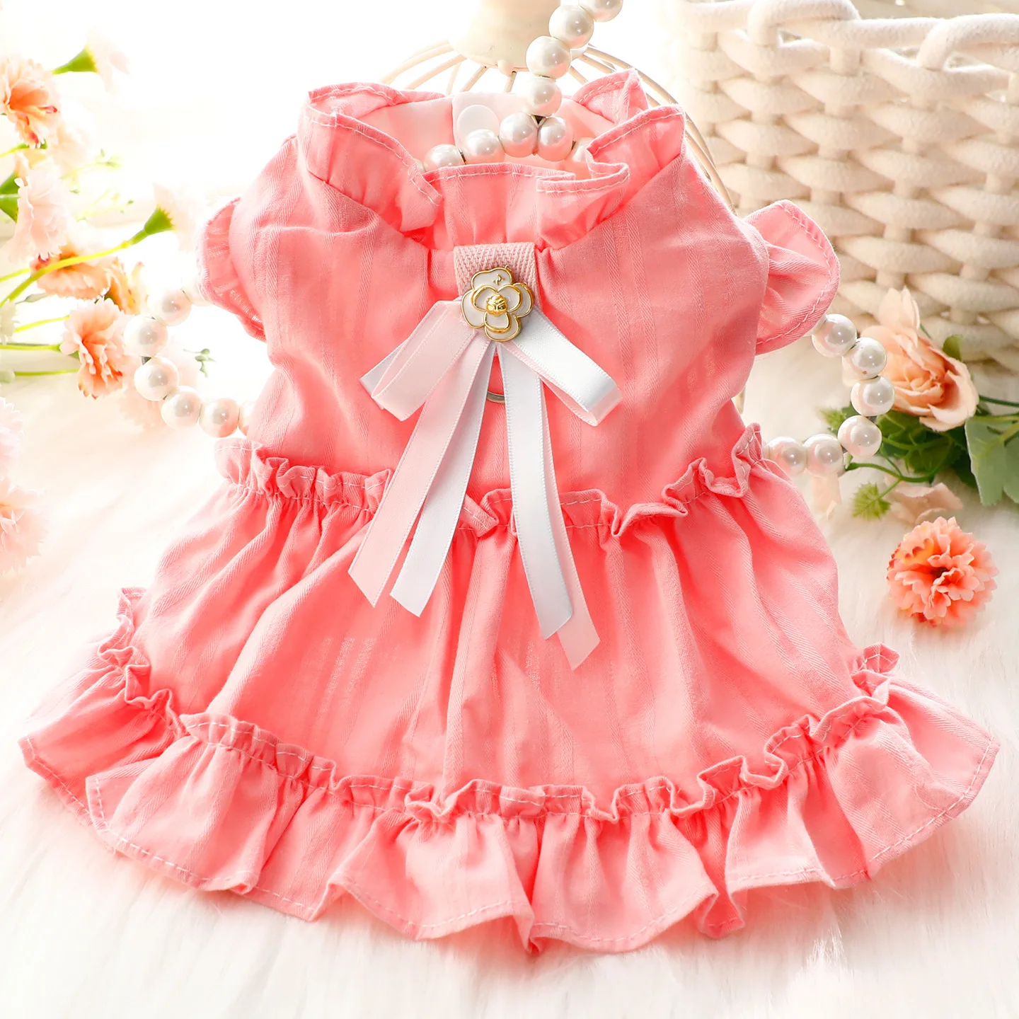 Vestido rosa princesa para Bichon Frise transpirable primavera verano - imagen 3