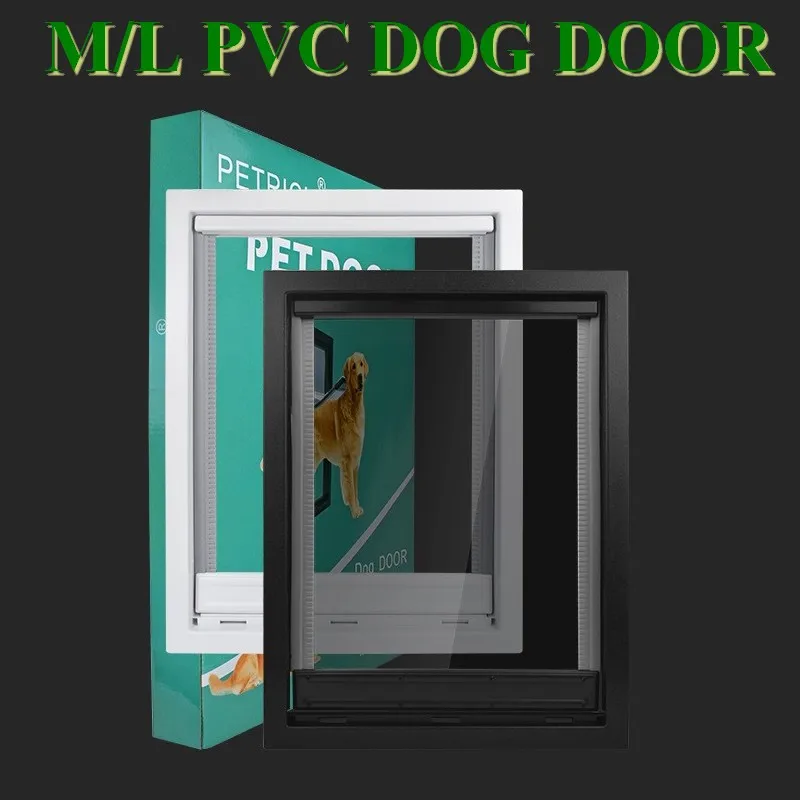 Puerta mediana y grande para perros y gatos, para puerta de madera, HQ, ABS, llama, PVC, solapa exterior, cubierta antilluvia, Extra con aislamiento para clima frío