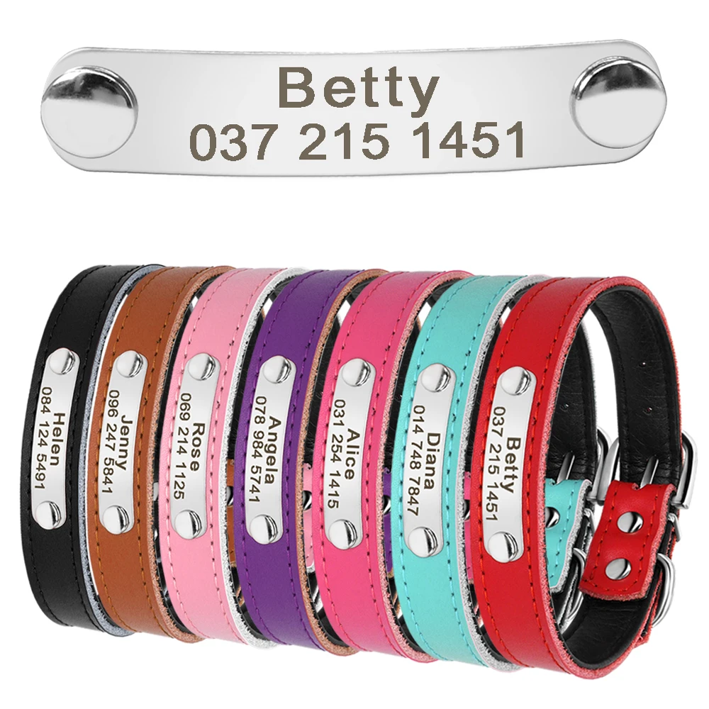 Collar de perro personalizado, collares de cuero PU para cachorros, collares con etiqueta de identificación para mascotas grabada gratis, collares para perros pequeños y medianos, Chihuahua - imagen 3