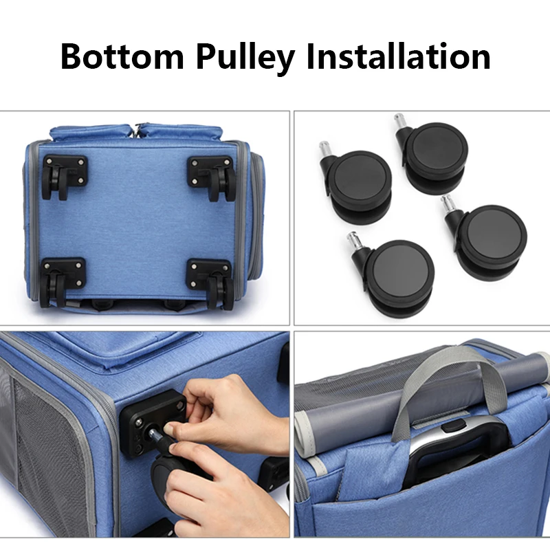 Mochila GRANDE 2 en 1 para mascotas, cochecito para gatos, portador de mascotas con ruedas, bolsa de viaje para perros y gatos, bolsa plegable portátil - imagen 5