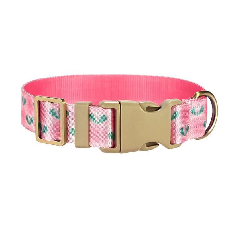 PLATTCO-Collar de nailon personalizado para perro, Collar de lujo para perros pequeños y grandes, con nombre, diente de león rosa, PDC356 - imagen 5