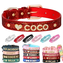 Collar con nombre para perro personalizado y diamantes de imitación