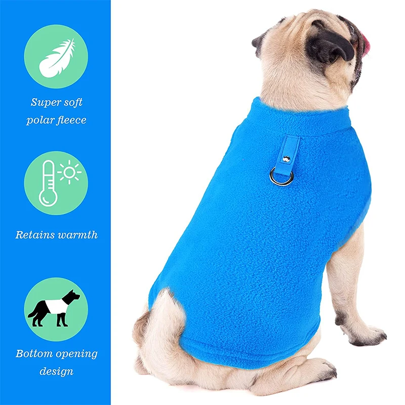 Chaleco de lana para perro, jersey para clima frío, chaqueta acogedora para perro, ropa cálida para cachorros, chaleco para mascotas con anillo de correa para perros pequeños - imagen 4