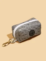 Dispensador de bolsas de caca para perros con correa y cuero PU