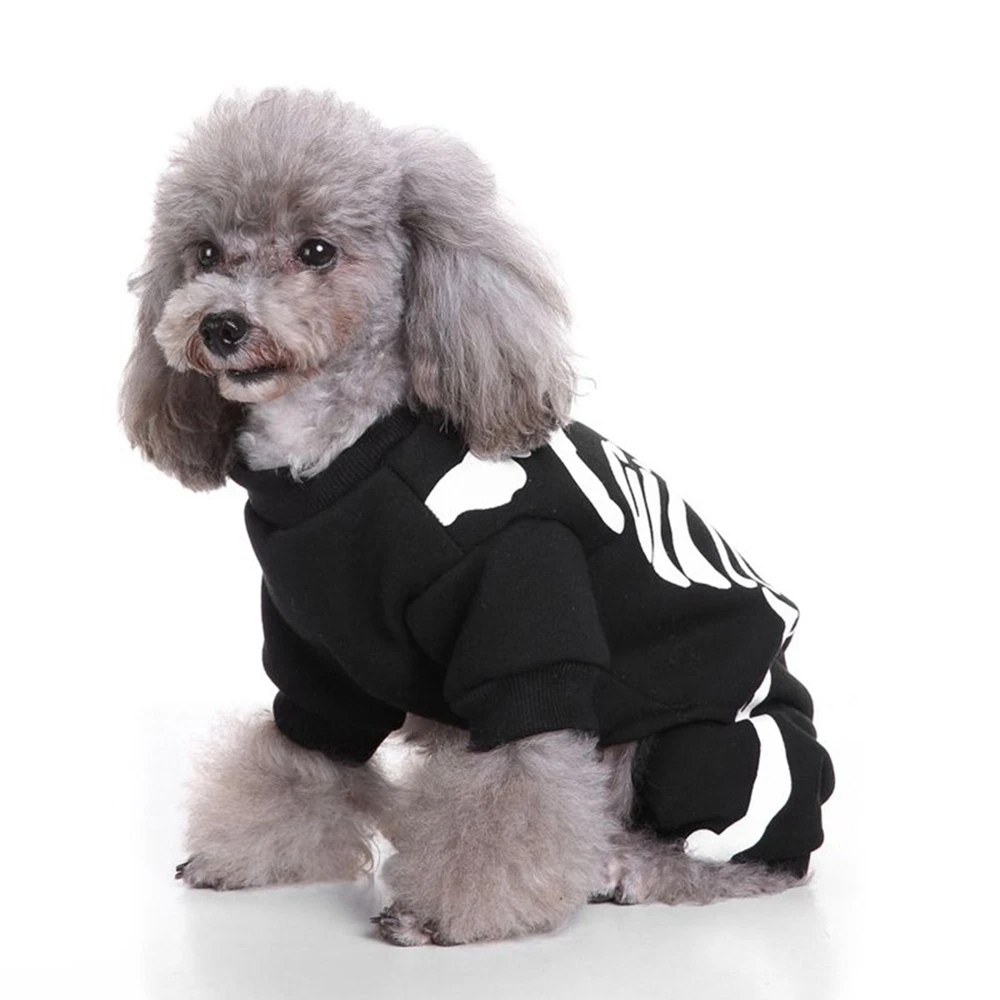 Ropa de Halloween para perros, disfraces de esqueleto espeluznante, abrigo de Cosplay para mascotas, chaqueta de lana cálida para cachorros, ropa para fiesta de mascotas - imagen 5