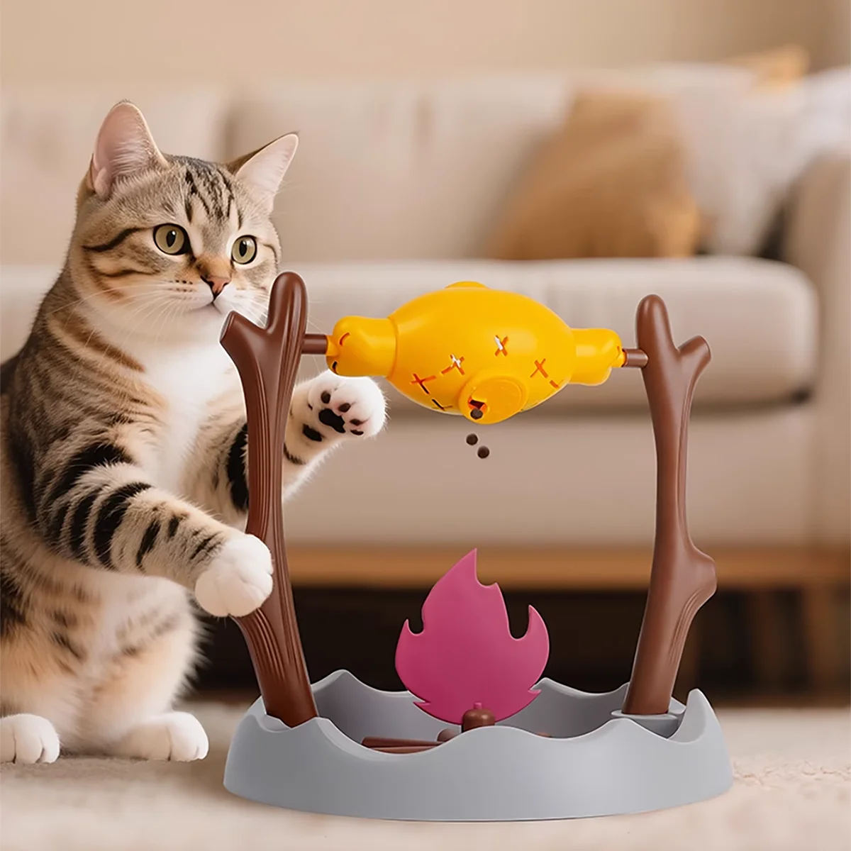 Dispensador rodante de golosinas para gatos – Juguete interactivo felino - imagen 3