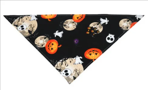 Toalla de Saliva para mascotas, bufanda con estampado de calabaza y calavera de Halloween, accesorios, bufanda triangular para perros - imagen 5