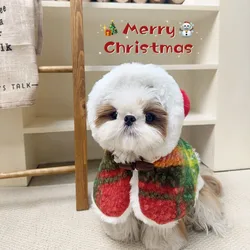 Capa con capucha de otoño e invierno para mascotas, capa navideña de peluche Schnauzer, abrigo grueso para perros, ropa para perros pequeños, ropa para cachorros