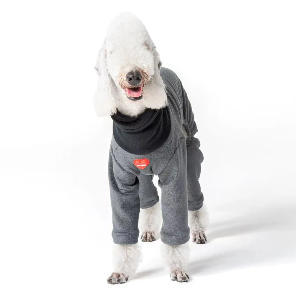 Sudadera de lana para perros medianos con cuello alto contrastante