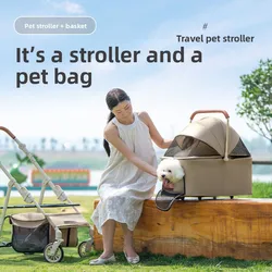 Cochecito plegable de peluche para pasear perros y gatos al aire libre