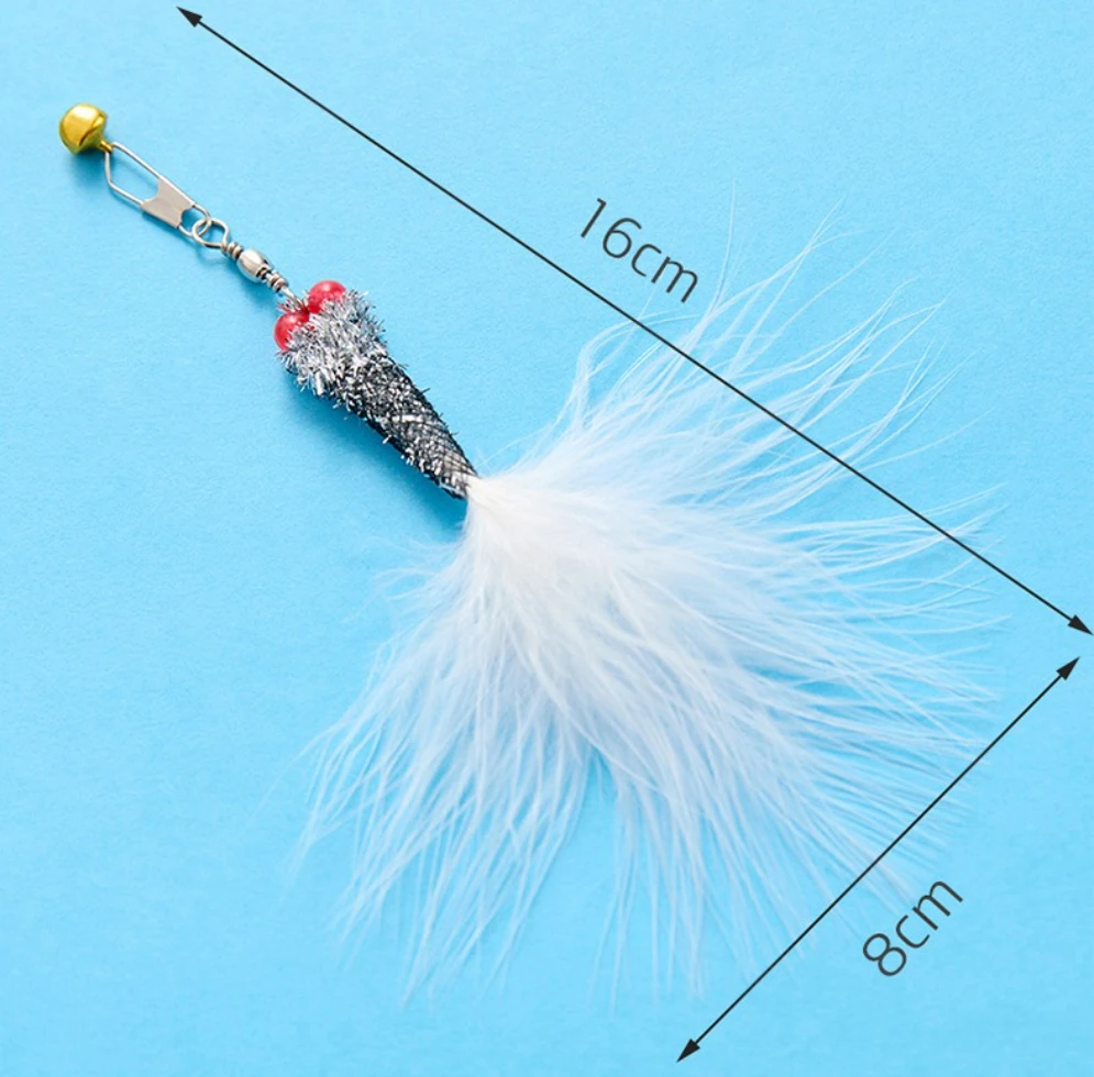 Palo de teaser para gatos con insectos simulados, juguete interactivo para cambiar los cabezales, juguete para mascotas con plumas, 2 uds. - imagen 2