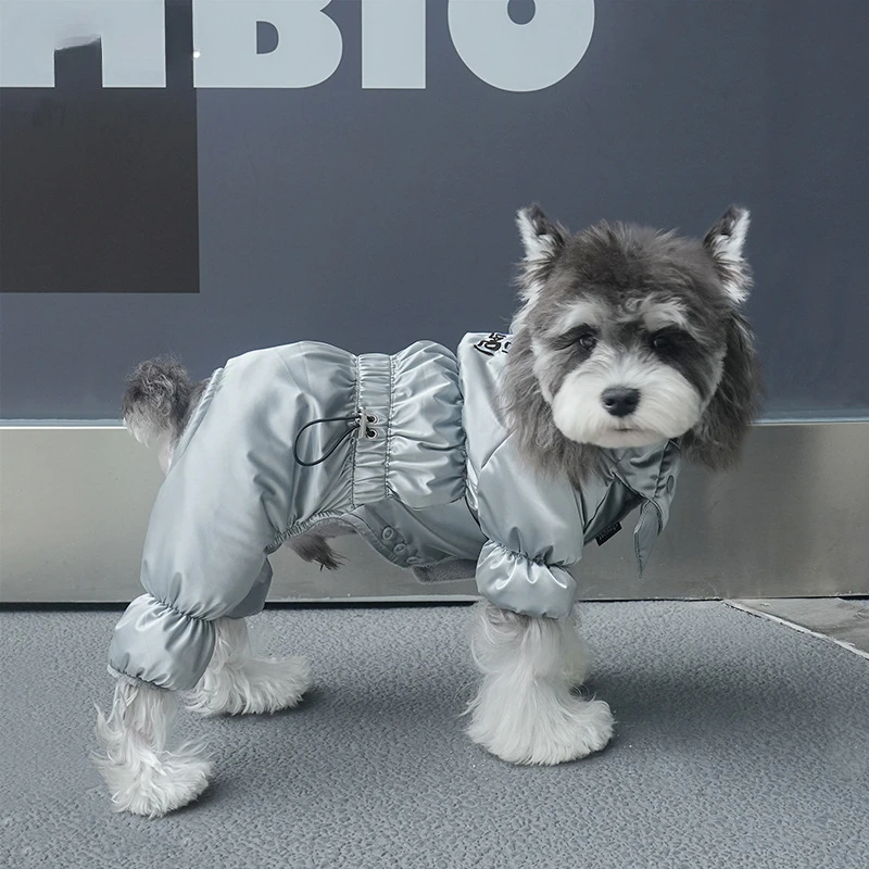 Pet Waist Cinched Four Legged Pants Autumn Winter Embroidered Four Legged Coat Bear Thick Jumpsuit Cold Resistant Outdoor Pet - imagen 2