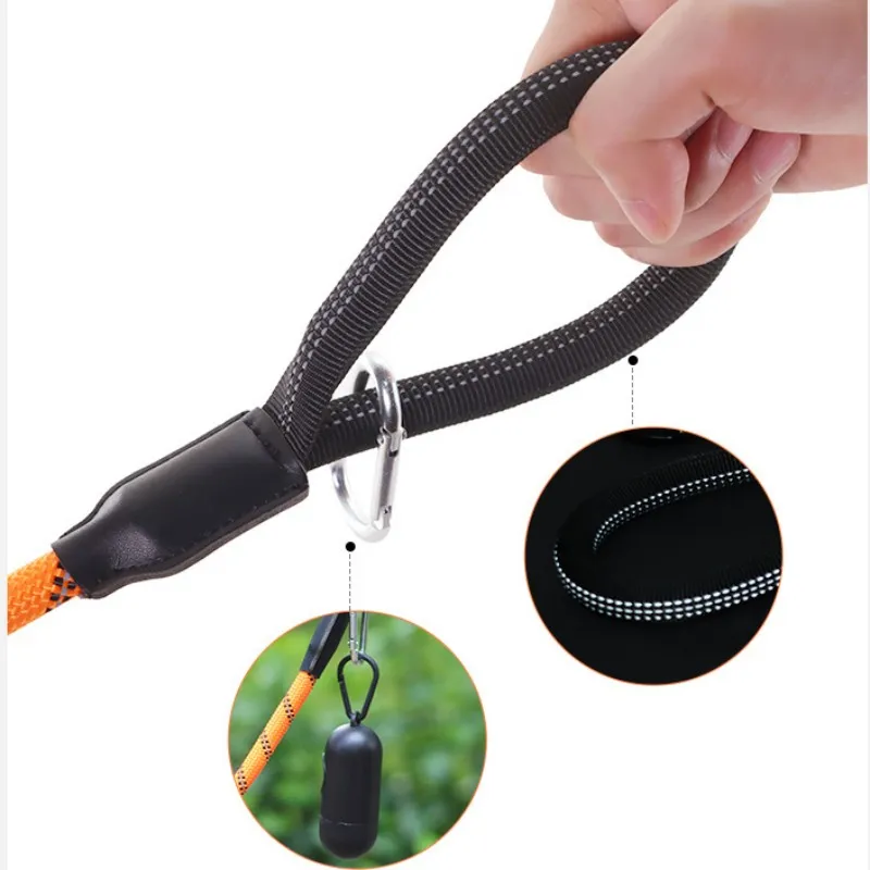 Correa para perro, correa corta para perros, correas de un solo paso para caminar, mango cómodo, correas para perros, cuerdas de entrenamiento, cadena reflectante para mascotas - imagen 4