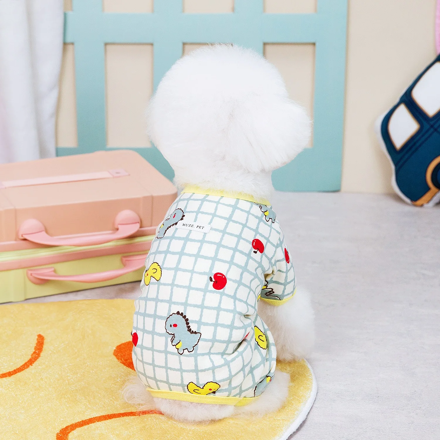 Mono con cuatro patas para mascotas, ropa de dormir para el hogar, suministros para cachorros, dinosaurio, primavera y otoño - imagen 4