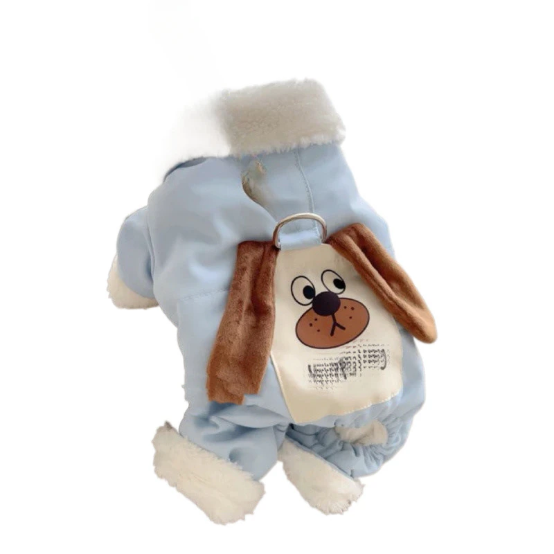 Mono de otoño e invierno para mascotas, bonito abrigo de cuatro patas, oso de peluche para mascotas, Schnauzer, ropa para cachorros, pijamas para perros, mono - imagen 5