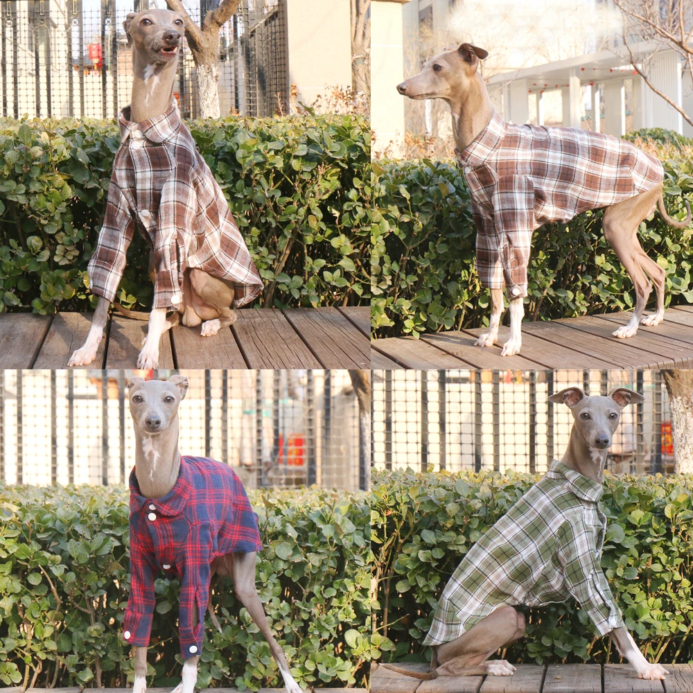 Abrigo de primavera de manga larga de algodón a la moda para perros Terrier, camisa a cuadros suave para chaqueta Whippet de galgo italiano en otoño