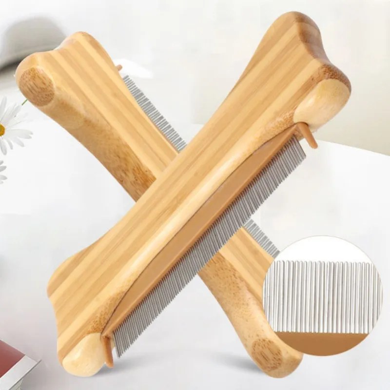 Peine de bambú para perros y gatos, cepillo de madera para masaje y limpieza del pelo, suministros para mascotas - imagen 4