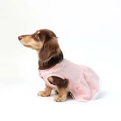 Vestido de encaje para perros a cuadros - fiesta primavera/verano