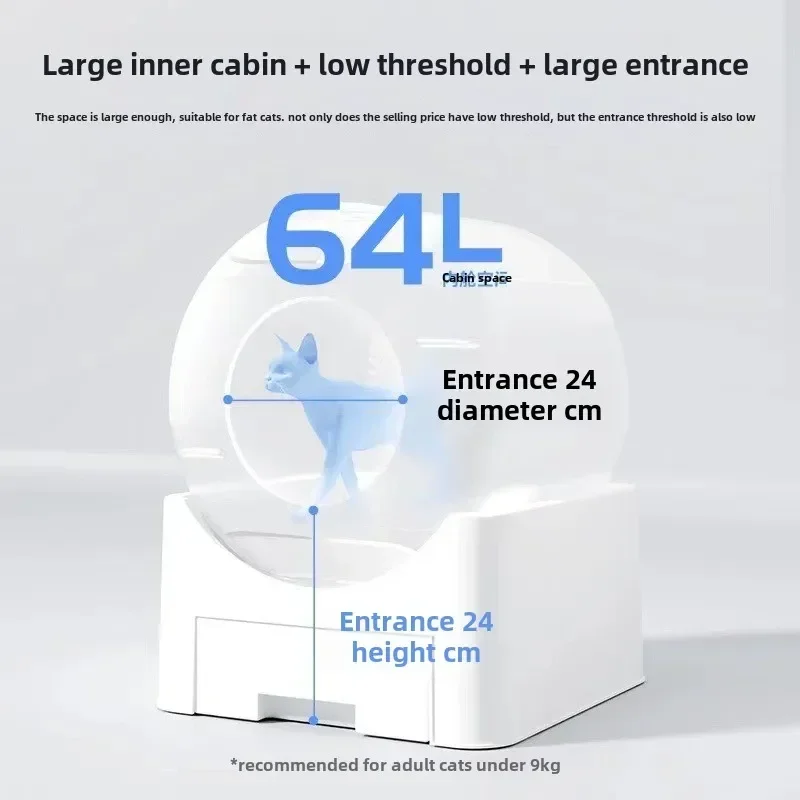 Caja de arena inteligente cerrada grande para gatos, desodorante de limpieza automática a prueba de salpicaduras, inodoro para gatos, productos para mascotas, suministros de limpieza - imagen 2