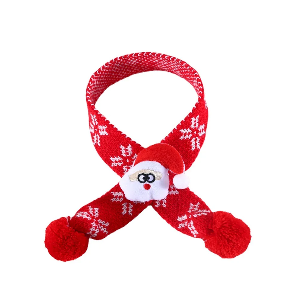 Gato mascota perro de peluche tejido copo de nieve rejilla felpa Santa Claus alce bufanda cálida cuello cachorro accesorios para perros pequeños - imagen 5