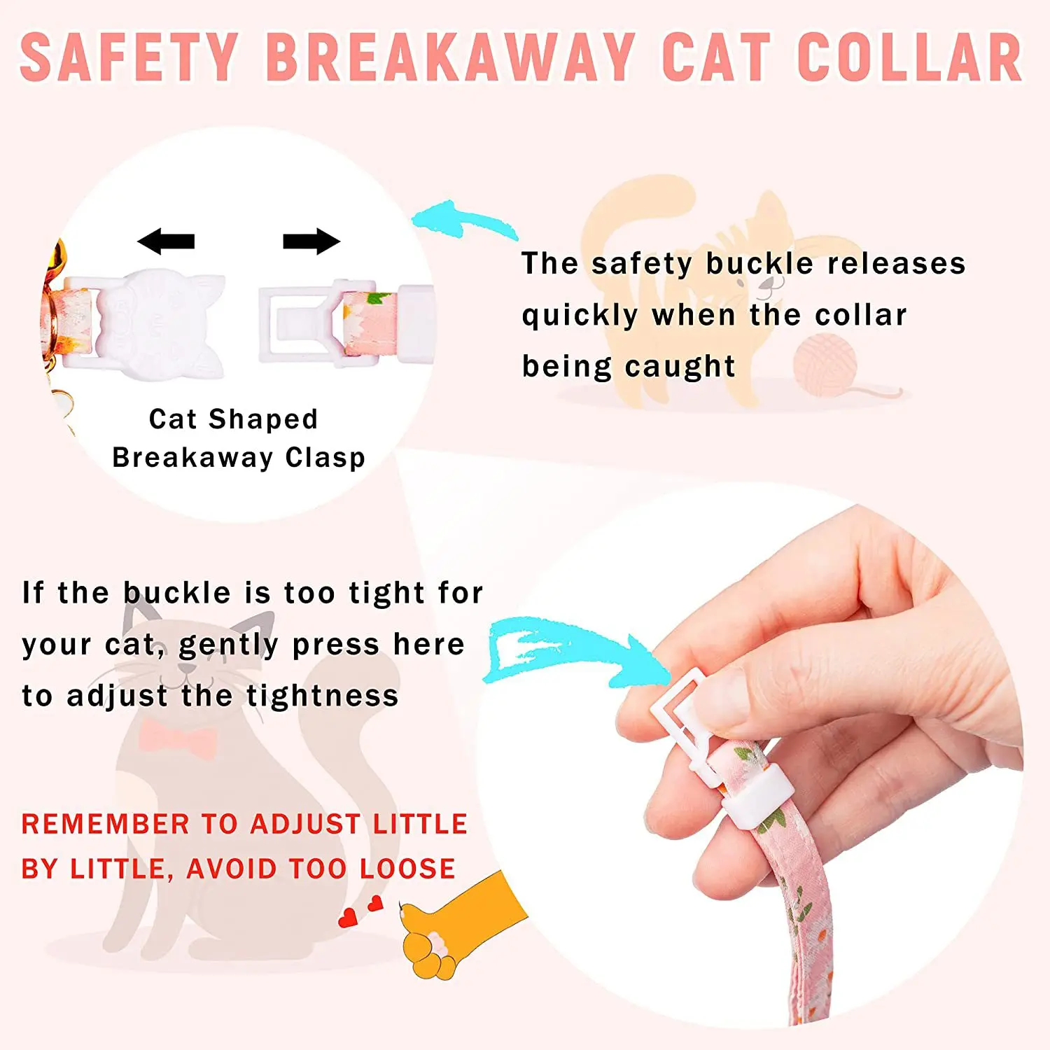 Collar ajustable para gatos con AirTag y campana - Diseño margarita - imagen 3