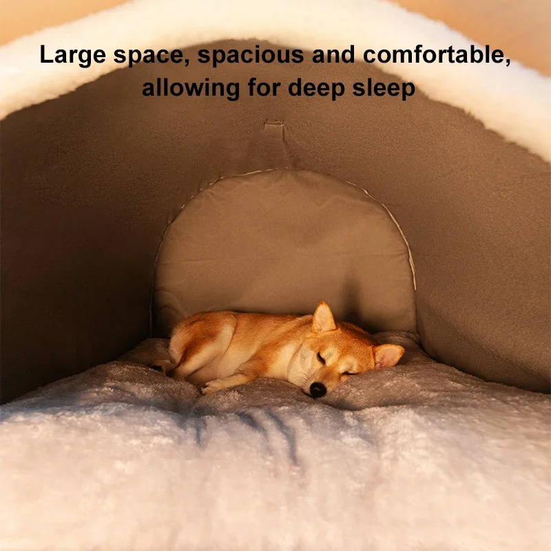Cama plegable de invierno para mascotas, casa para perros, perrera para dormir, nido extraíble, cueva cerrada cálida, sofá, perrera grande, suministros para mascotas - imagen 4