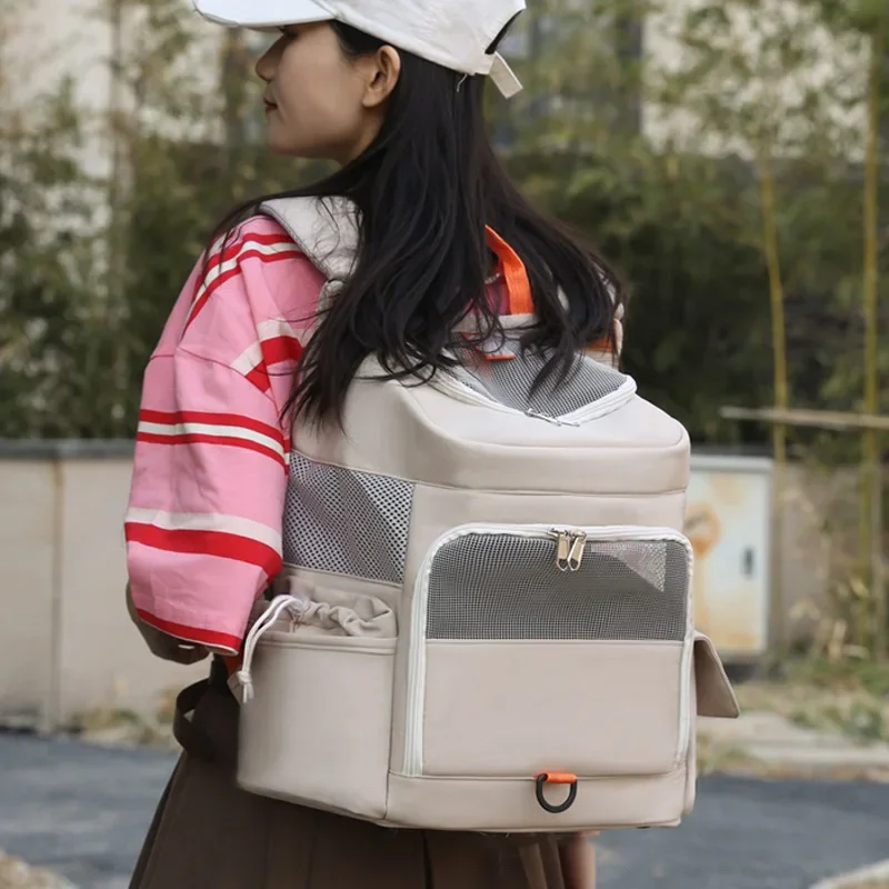 Nuevas bolsas de doble hombro para gatos, bolsa para salir, bolsa portátil de gran capacidad para mascotas, mochila Visual transpirable para gatos, mochila para perros - imagen 3