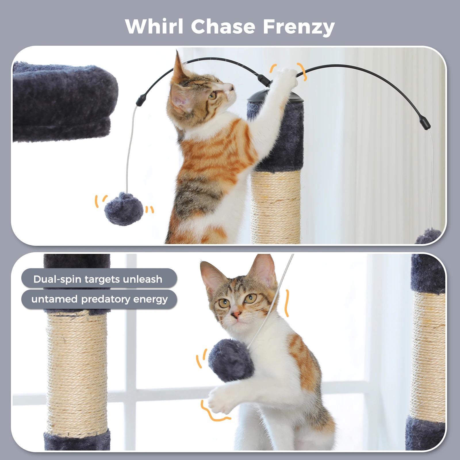 Torre de rascador para gatos con postes de sisal, condo y almohadilla suave - imagen 2