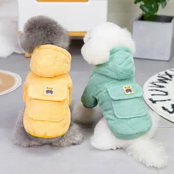 Sudadera pana con capucha para perro pequeño invierno bolsillo