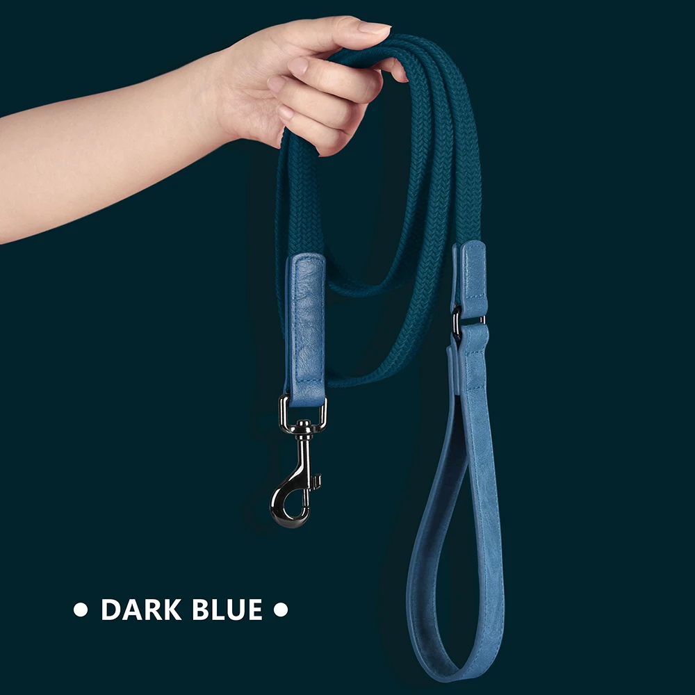 Correa de nylon resistente para perros 1,5 m con asa de cuero