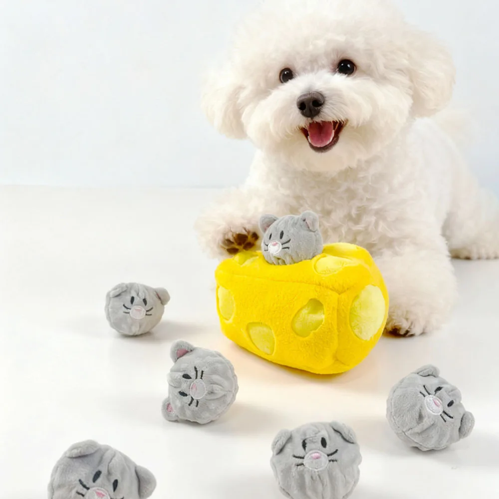 Juguete para perros con alimentación lenta Snuffle, juguete interactivo de felpa para ocultar el tratamiento chirriante, juguete para masticar Molar para cachorros, mascota de estimulación Mental - imagen 4