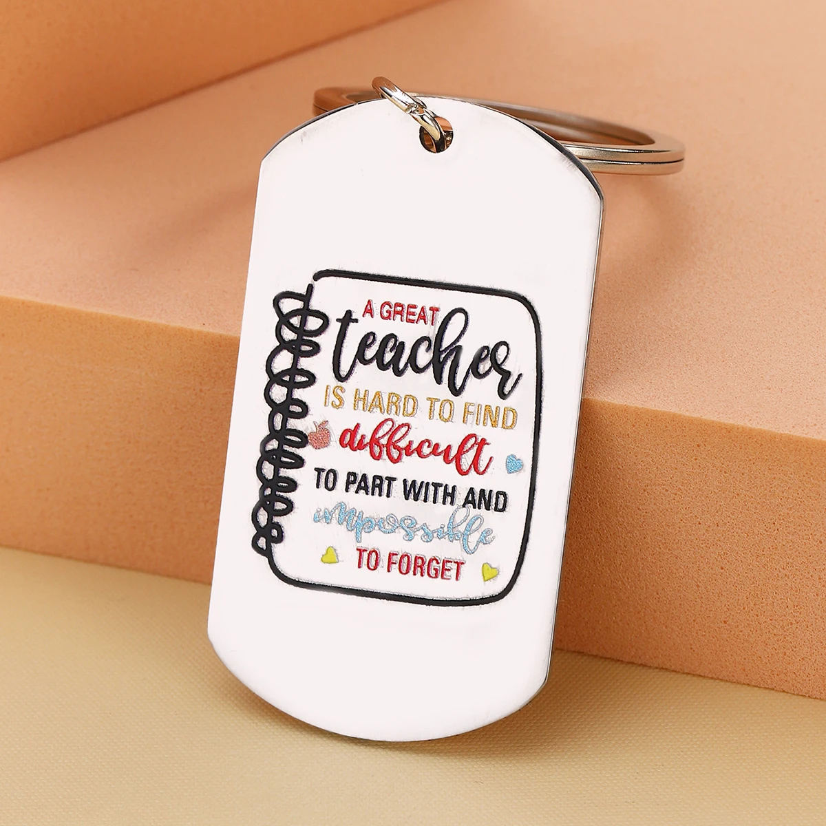 LLavero de acero inoxidable de colores, regalo diario para profesores, incluido el Día del Maestro, inicio de la temporada escolar, 1 unidad