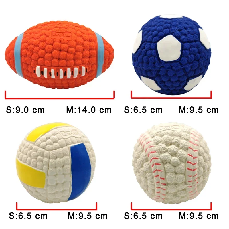 Pelota suave para mascotas, juguete chirriante para perros pequeños y grandes, Rugby, tenis, voleibol, fútbol, baloncesto, juguetes de entrenamiento de limpieza dental de látex - imagen 2
