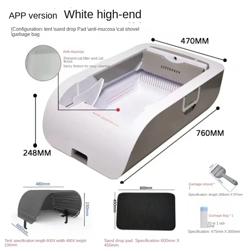 Automatic Intelligent Cat Litter Box, Deodorization, Semi Enclosed, Large Electric Poop Shovel, Toilet, Sterilization - imagen 3