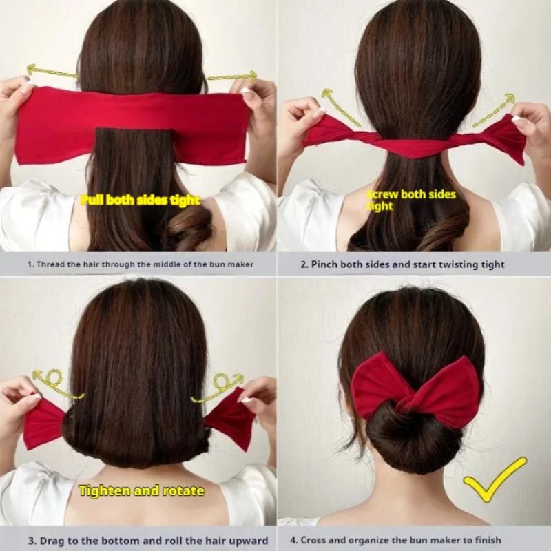 Dispositivo de horquilla en forma de lazo para mujer, horquilla dulce y encantadora, moño de pelo rápido, herramientas de peinado, accesorios para el cabello trenzado - imagen 3