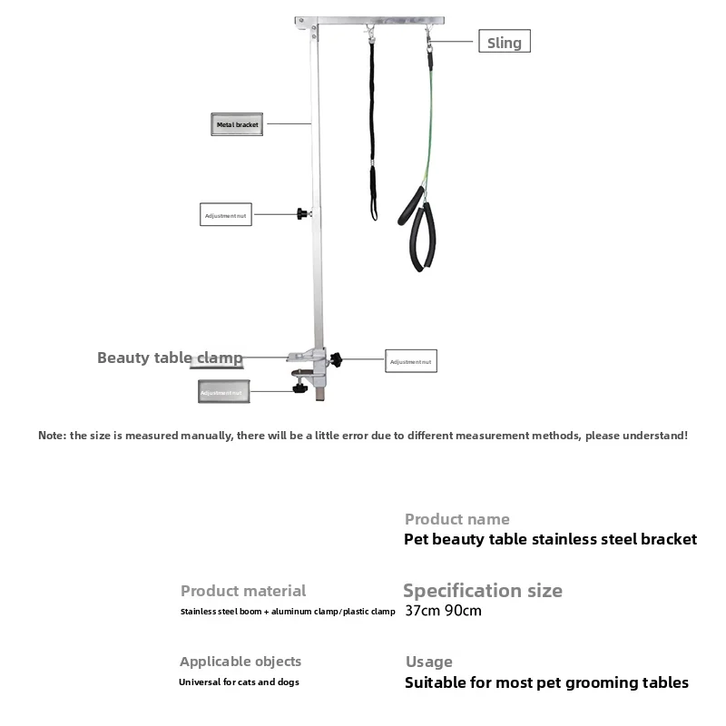 Soporte de mesa para el cuidado de mascotas, soporte plegable de acero inoxidable, colgador ajustable para cortar uñas de mascotas, productos de aseo para corte de pelo - imagen 4