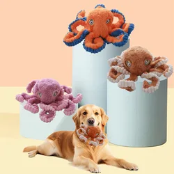 Juguete de peluche pulpo resistente a mordeduras para perros
