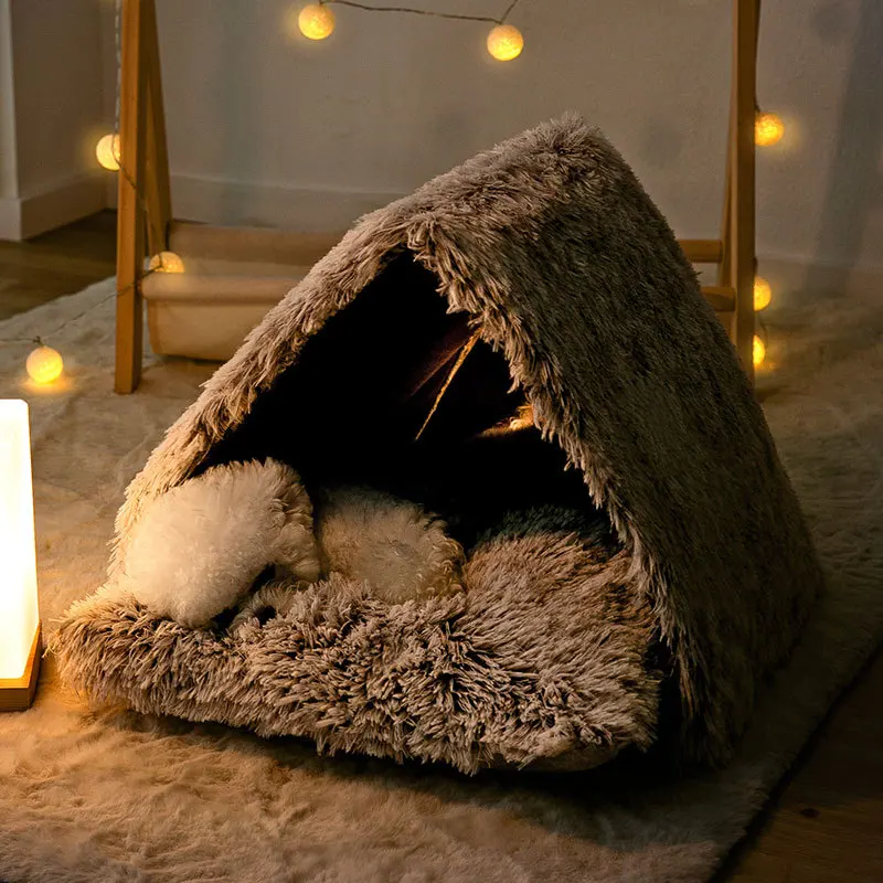 Casa de nieve triangular cerrada para gatos, perrera pequeña y mediana General para las cuatro estaciones, tienda de campaña para mascotas, camas para perros, Invierno - imagen 2