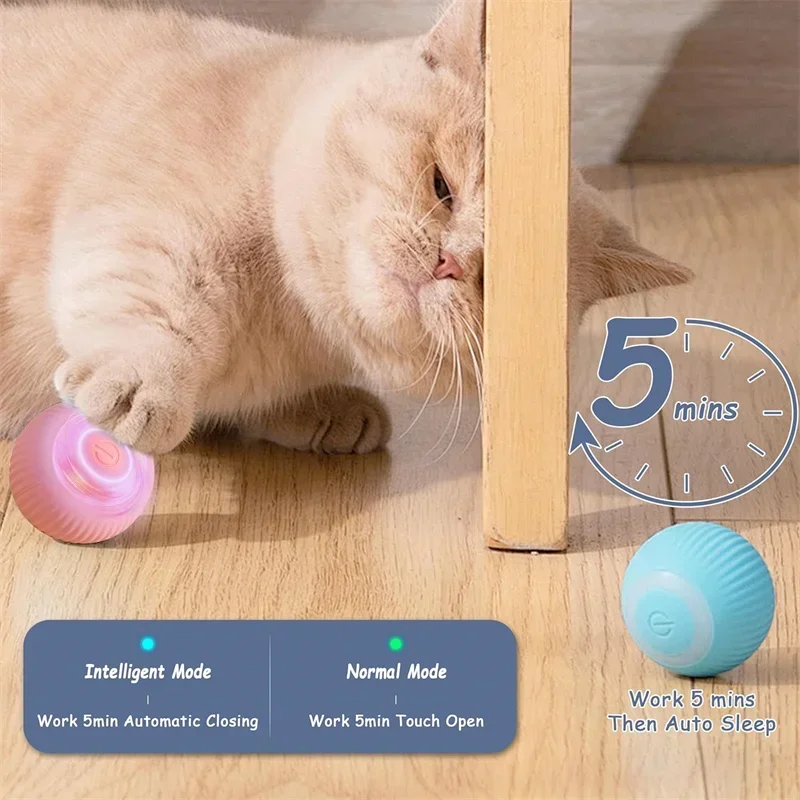 Bola interactiva para gatos, bola rodante automática eléctrica, juguetes inteligentes para gatos, pelota giratoria, juego para gatos, accesorios para mascotas - imagen 3