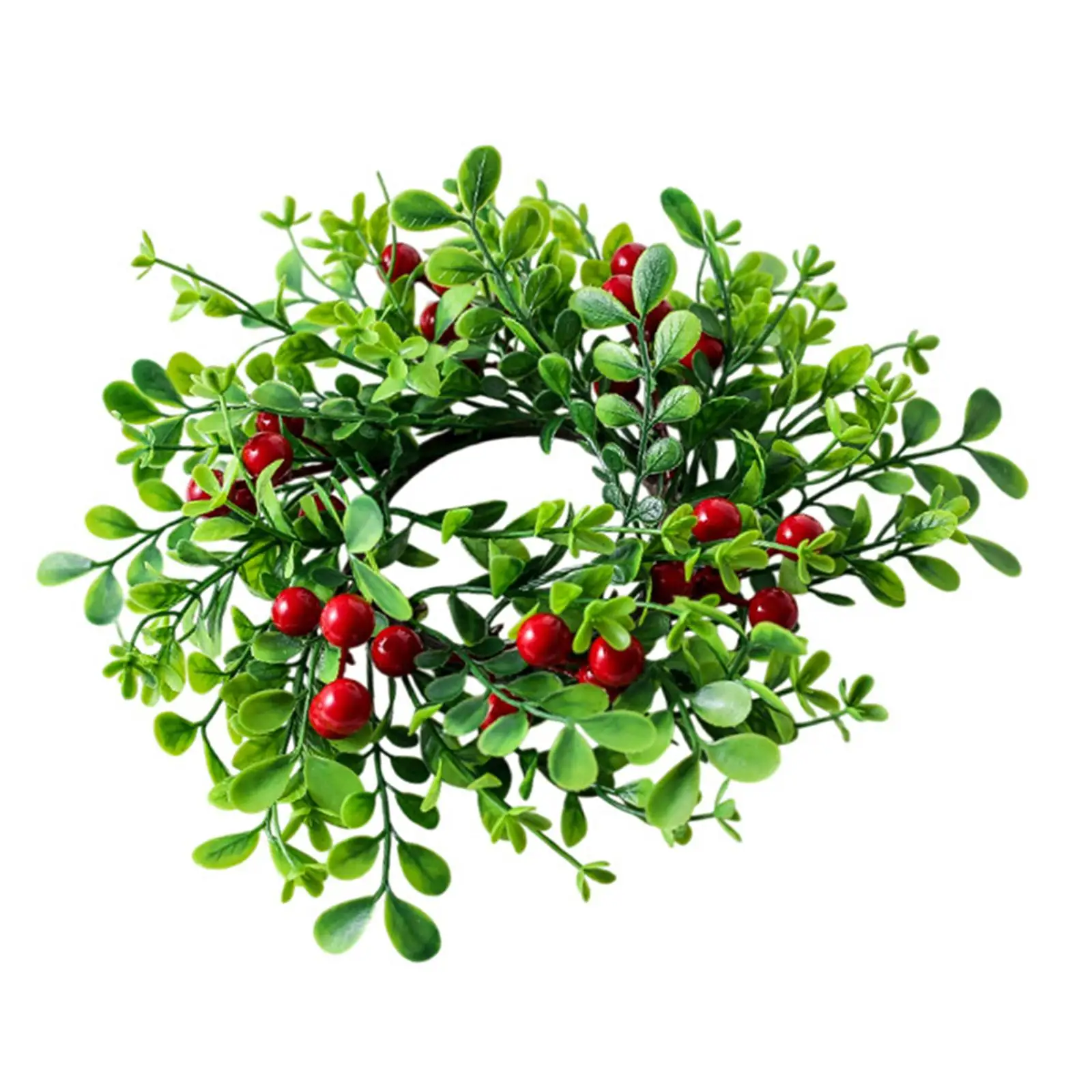 Christmas Candle Ring, Dining Chairs Kitchen Gift Party Farmhouse with Red Berries Round Candle Garland Table Centerpiece Decor