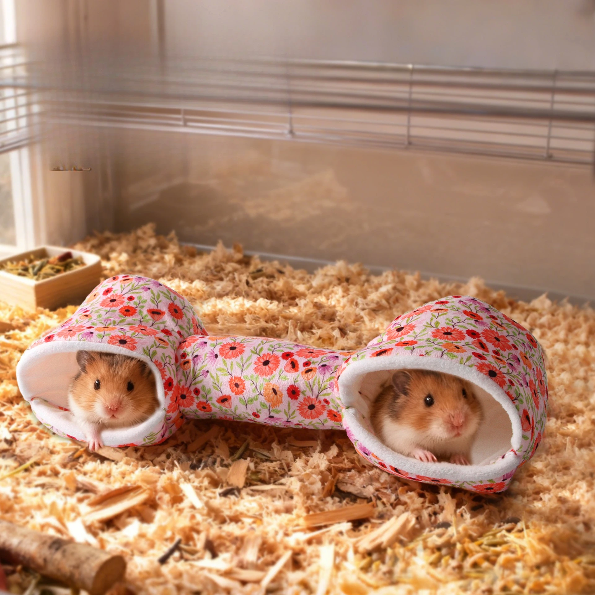 Suministros para mascotas para animales pequeños, casa de hámster impresa, rama de flores, ratón, algodón, Cavy, hámster dorado, Koala, nido oculto cálido - imagen 4