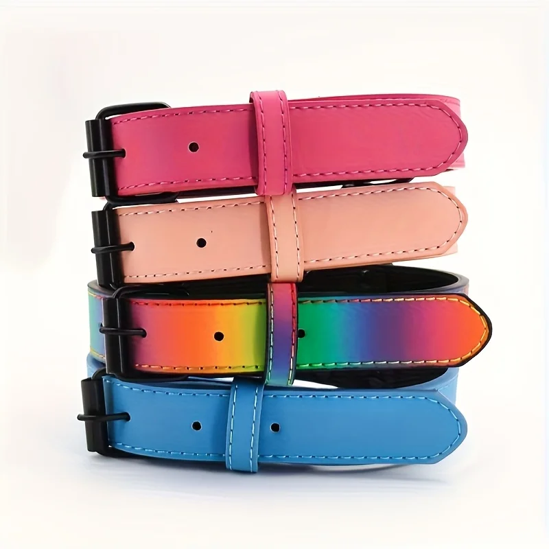 Collar para perro mascota con diseño colorido reflectante nocturno, doble capa, anti estrangulador, ajustable, disponible en varios colores y tamaños, 1 ud. - imagen 5