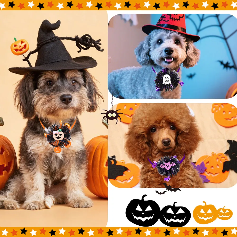2025 nuevo 50PS pajaritas de Halloween para perro calabaza estilo fantasma perro pequeño gato pajarita corbatas para perros mascotas fiesta decoración de belleza - imagen 3