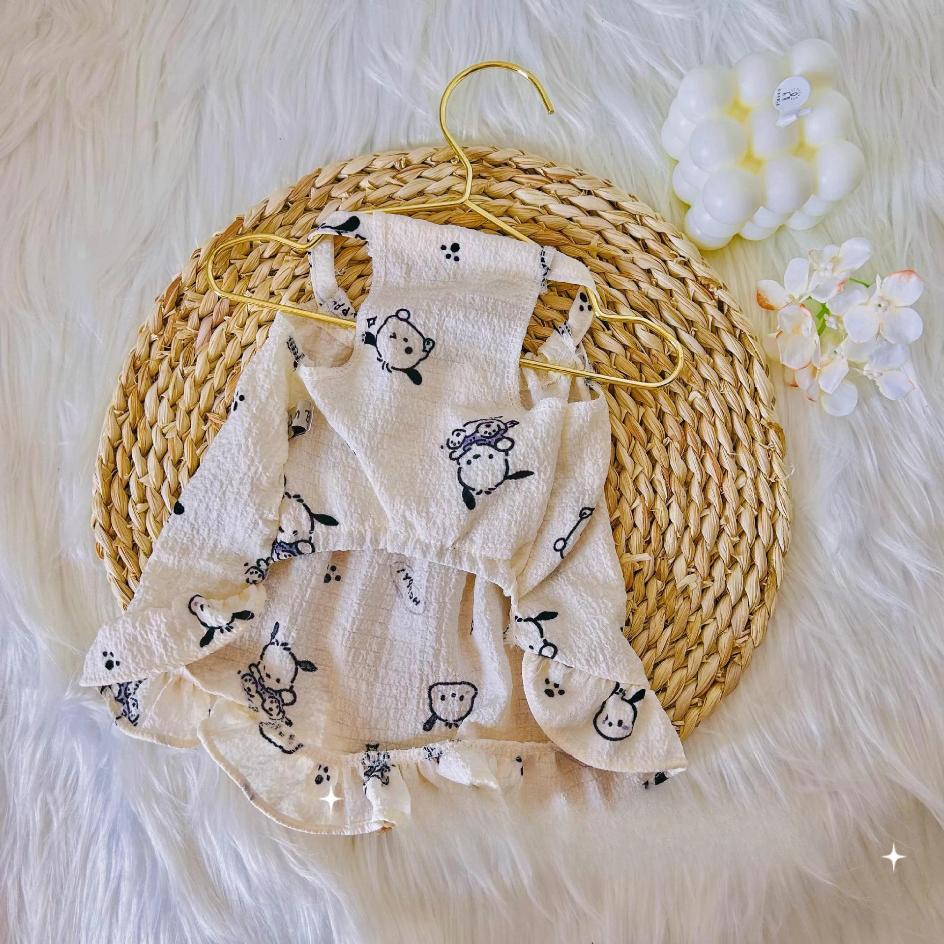 Falda con tirantes para primavera/verano para mascotas, ropa para el hogar, falda bonita con burbujas, chaleco, vestidos para perros y gatos, ropa para cachorros pequeños - imagen 2