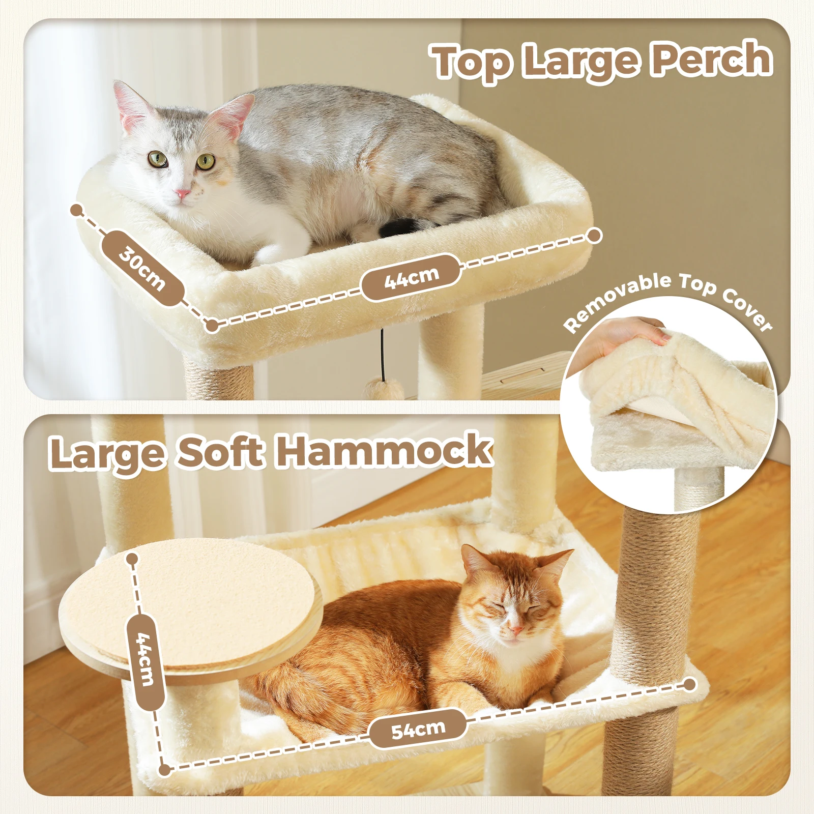 Árbol para gatos con rascadores de sisal, hamaca y cama – Varios niveles - imagen 3
