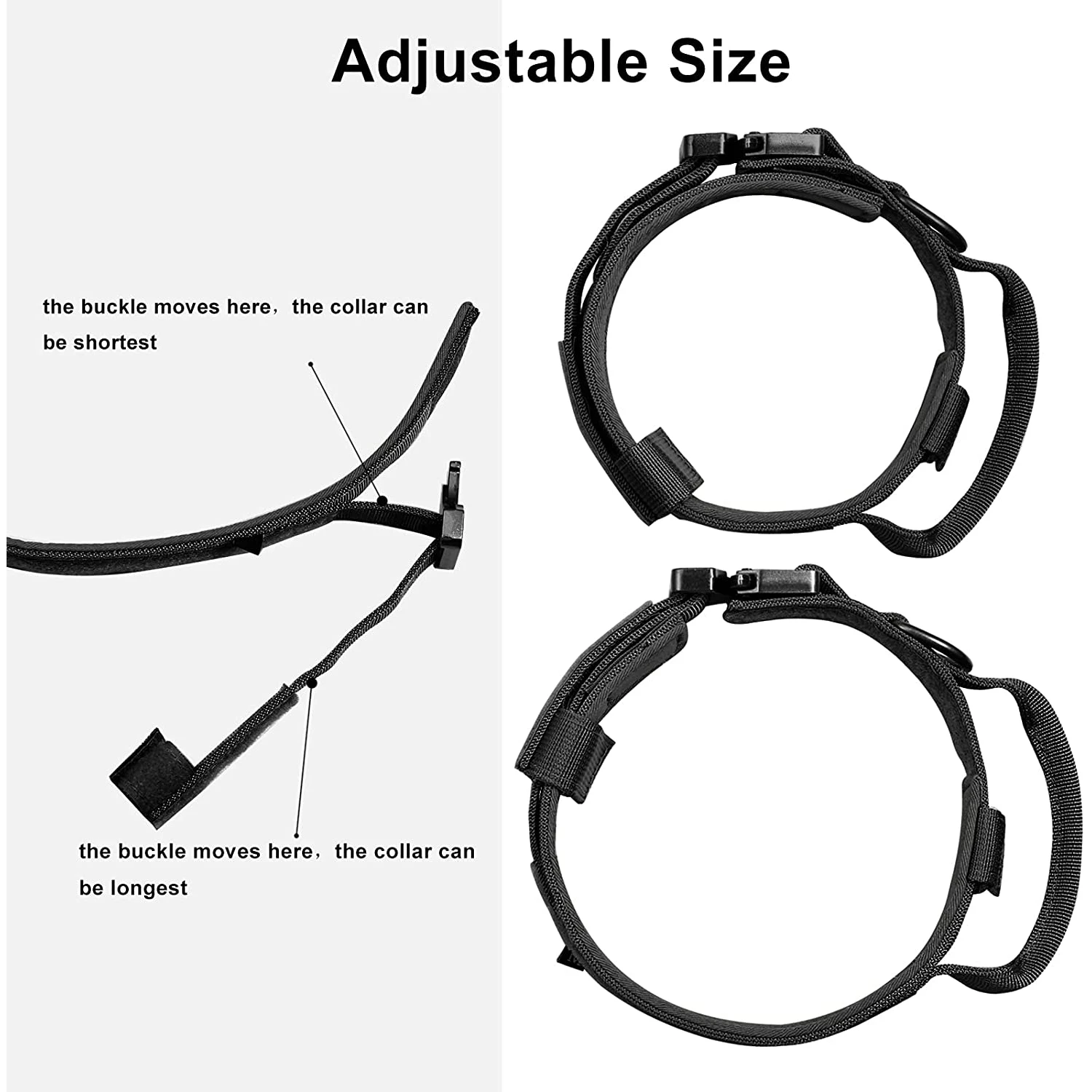 Collar táctico para perros, Collar de nailon para adiestramiento militar ajustable con mango de control y hebilla de metal pesado para medianos y lar - imagen 5