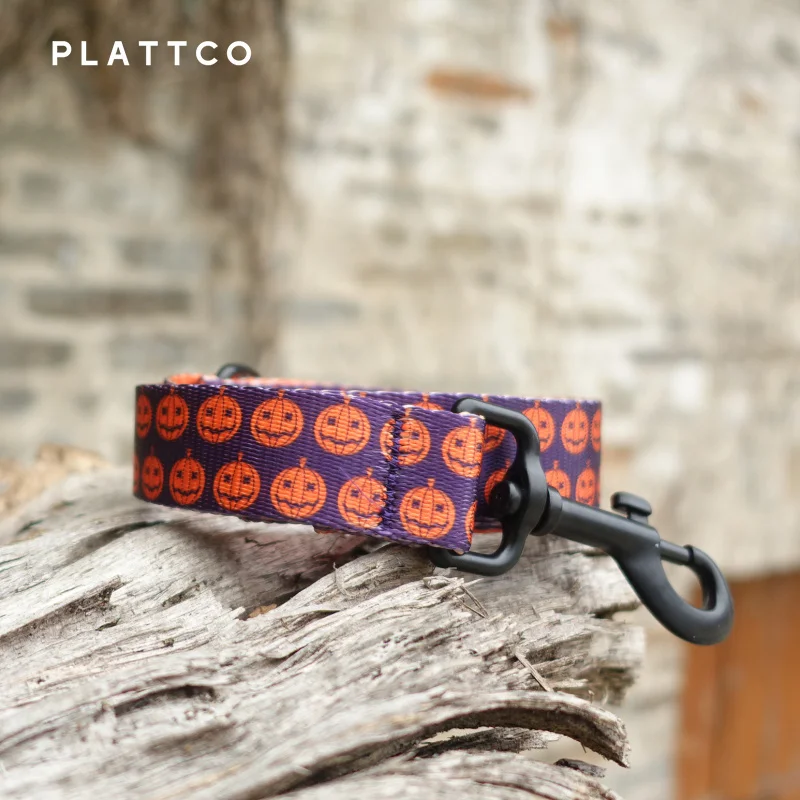 PLATTCO correa de perro de nailon de imitación de calabaza púrpura con impresión personalizada privada perfecta para caminar todo tipo de perros 5 tamaños PDL337 - imagen 5